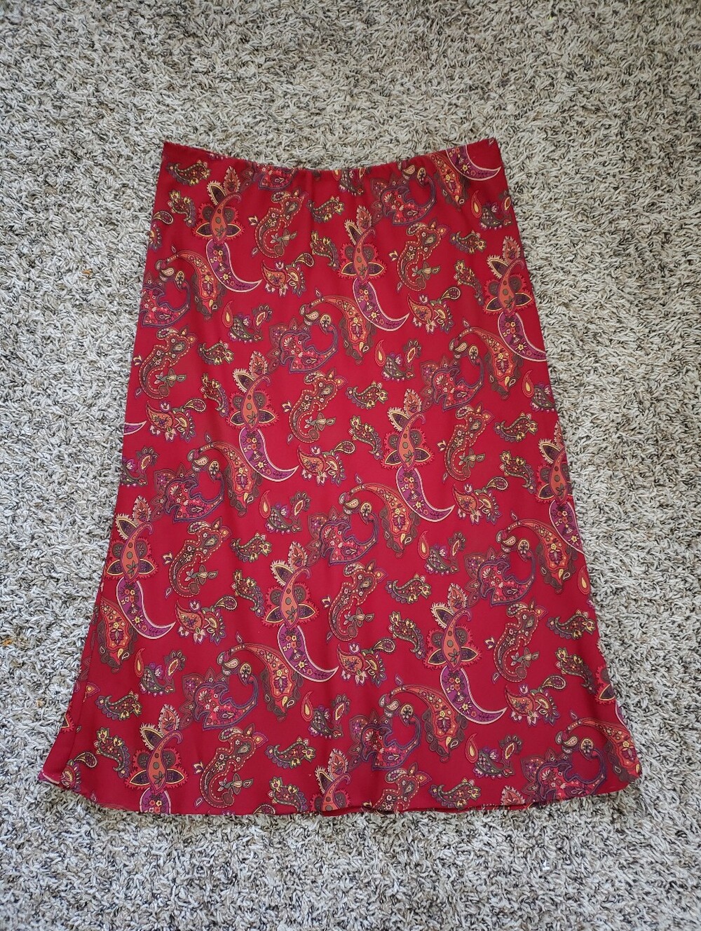 Pierre Cardin Vintage A-line midi paisley skirt red boho Y2K Size Large